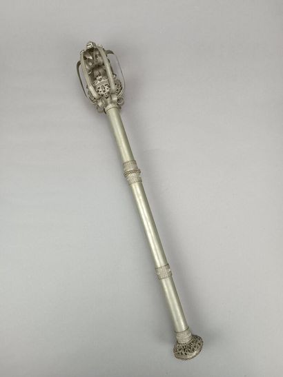 Curieux sceptre fantaisie en métal et pierres...