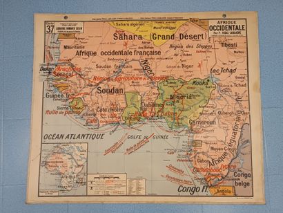 Lot de 7 cartes géographique murales VIDAL-LABLACHE....