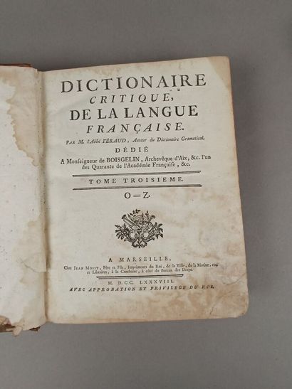 FERAUD Abbé
Dictionnaire critique de la langue...