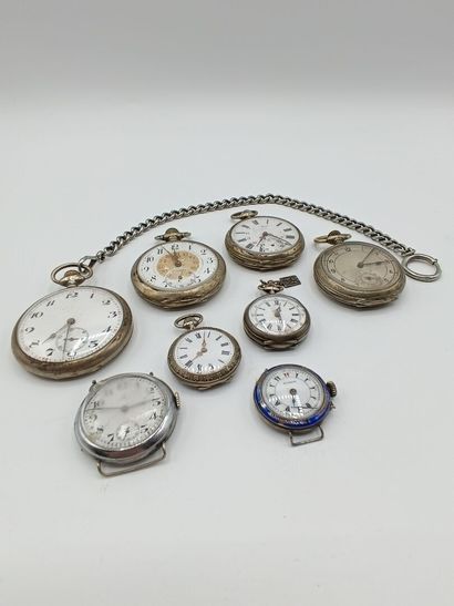 Lot de six montres en argent dont quatre...