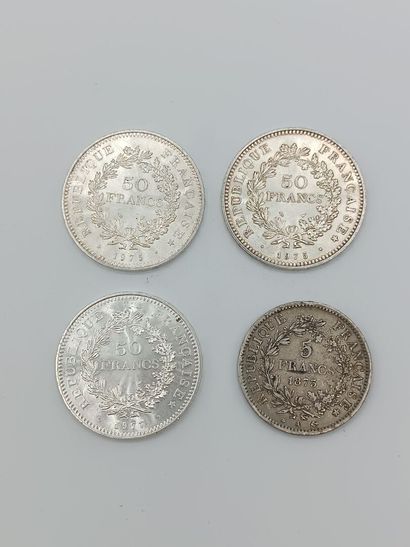 FRANCE.
3 pièces de 50 francs hercule en...