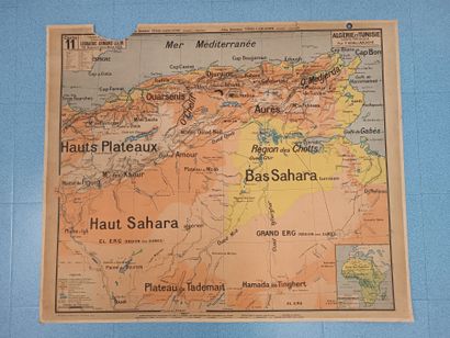 Lot de 7 cartes géographique murales VIDAL-LABLACHE....