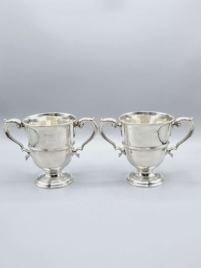 Deux coupes de mariage en argent dites 