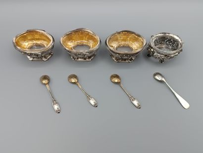 Suite of three Louis XVI style salerons,...