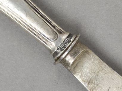 Set of 12 fish scoops, metal blades, forged...