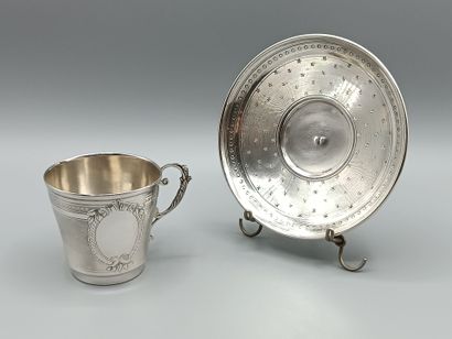 COIGNET 
Silver service with cup and saucer....