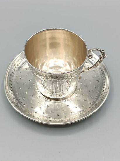 COIGNET 
Silver service with cup and saucer....