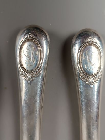 Set of silver-plated service handles including...