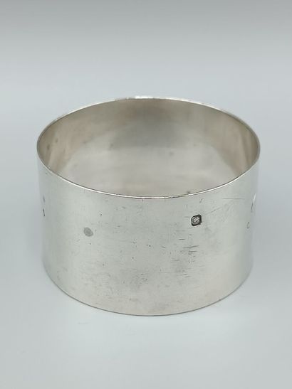 Plain silver napkin ring engraved with 