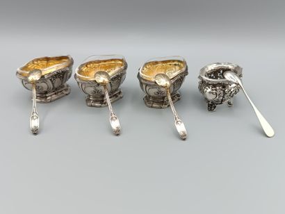 Suite of three Louis XVI style salerons,...