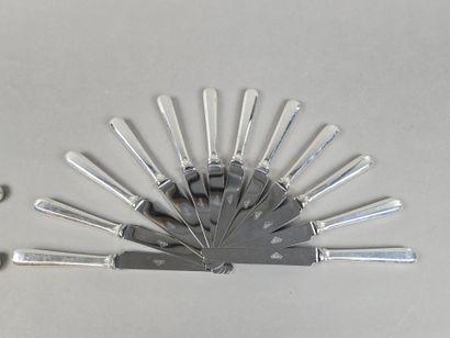 HENIN & Cie 
Double set of knives with silver...