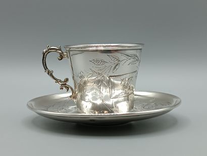 SOUFFLOT
Silver cup and saucer decorated...