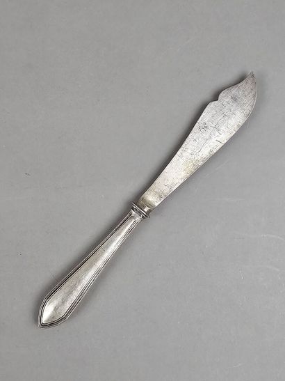 Set of 12 fish scoops, metal blades, forged...