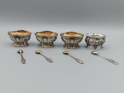 Suite of three Louis XVI style salerons,...