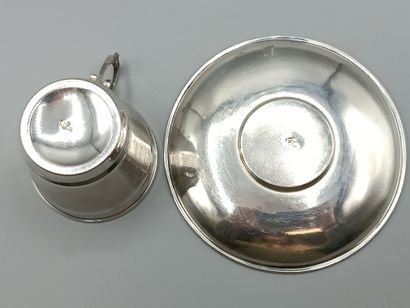COIGNET 
Silver service with cup and saucer....