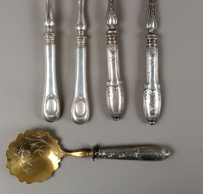 Set of silver-plated service handles including...