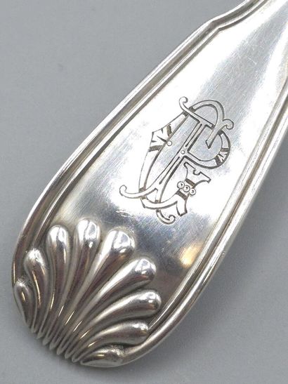 OLIER & CARON 
Silver serving spoon (for...