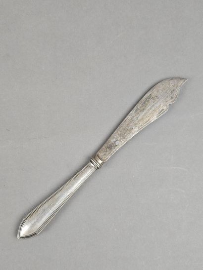 Set of 12 fish scoops, metal blades, forged...