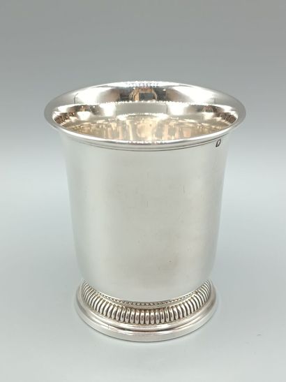 Single-model silver tumbler, slightly flared...
