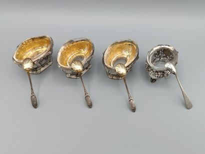 Suite of three Louis XVI style salerons,...