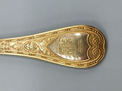 Partie de ménagère en vermeil.
Elle comprend...