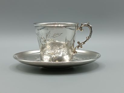SOUFFLOT
Silver cup and saucer decorated...