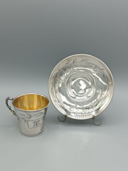 SOUFFLOT
Silver cup and saucer decorated...