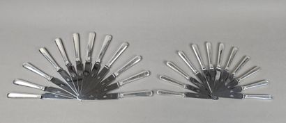 HENIN & Cie 
Double set of knives with silver...