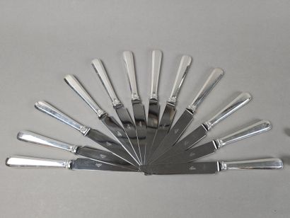 HENIN & Cie 
Double set of knives with silver...