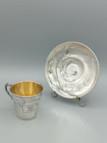SOUFFLOT
Silver cup and saucer decorated...