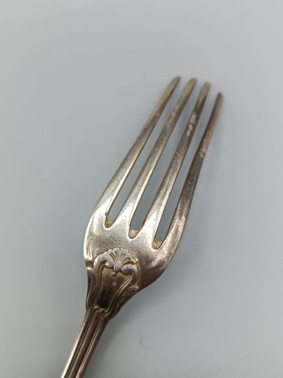 Louis XV style silver salt fork and scoop.
The...