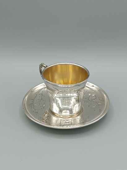 SOUFFLOT
Silver cup and saucer decorated...