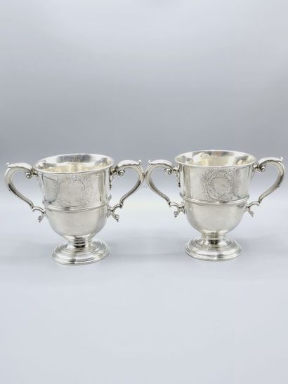 Deux coupes de mariage en argent dites 
