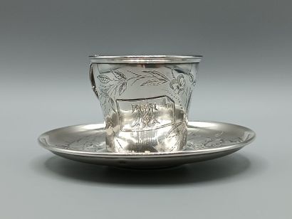 SOUFFLOT
Silver cup and saucer decorated...