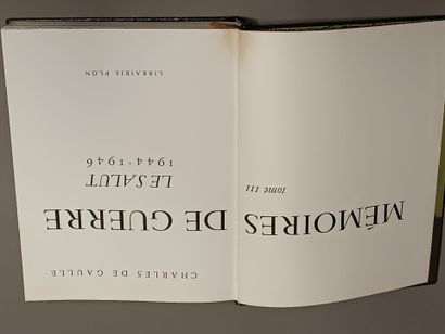 DE GAULLE Charles. 
Mémoires de guerre. 
Paris,...