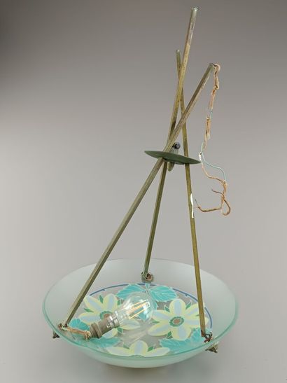 Grande suspension / coupe plafonnier en verre...