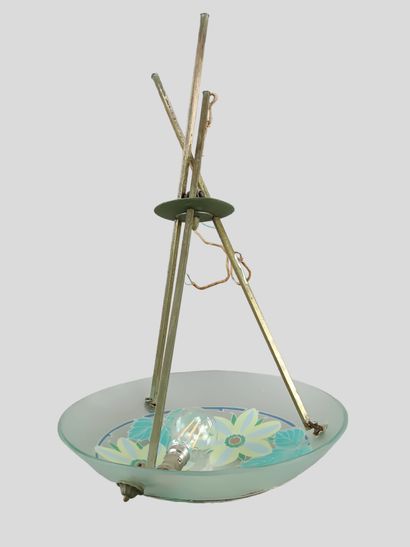 Grande suspension / coupe plafonnier en verre...