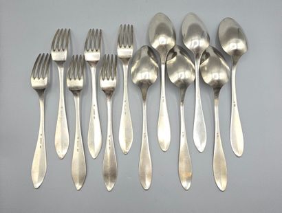 Silver cutlery set consisting of 6 place...
