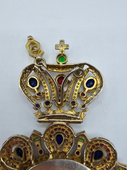Importante broche-pendentif en vermeil de...