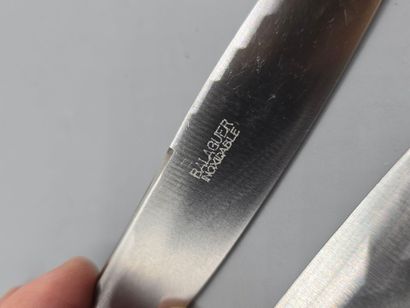 Double set of knives with forged silver handles...