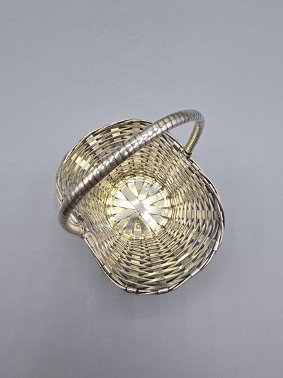Panier tressé en argent, intérieur avec léger...