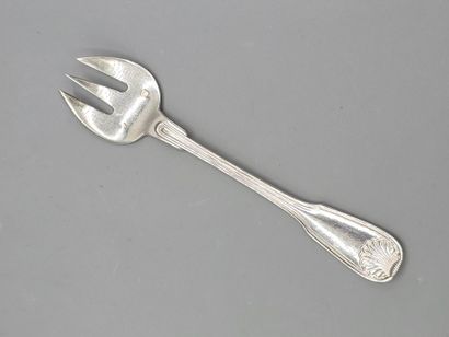 CARON
Silver oyster fork set (12), filets...
