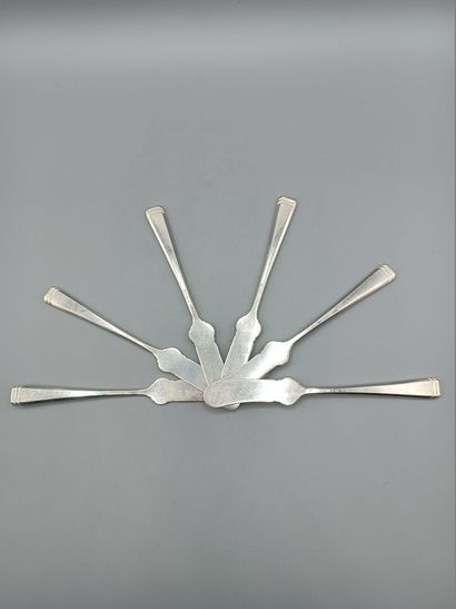 Silver tartine set (6).
Goldsmith's title...