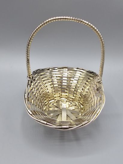 Panier tressé en argent, intérieur avec léger...