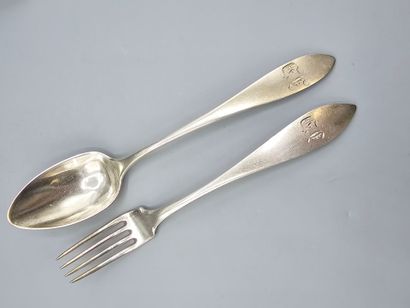 Silver cutlery set consisting of 6 place...