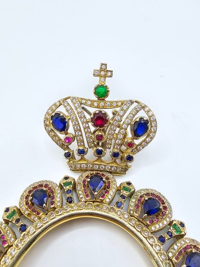 Importante broche-pendentif en vermeil de...