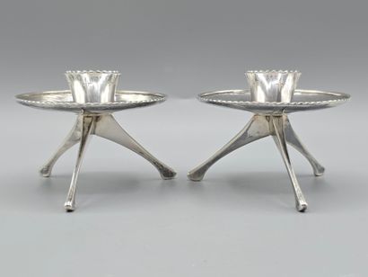 Paire de bougeoirs «design » tripodes en...