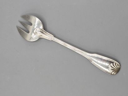 CARON
Silver oyster fork set (12), filets...