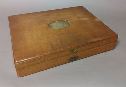 Coffret de ménagère en bois naturel avec...