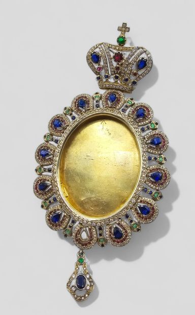 Importante broche-pendentif en vermeil de...